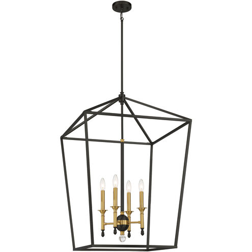 Townhall 4 Light 24 inch Coal/Soft Brass Pendant Ceiling Light